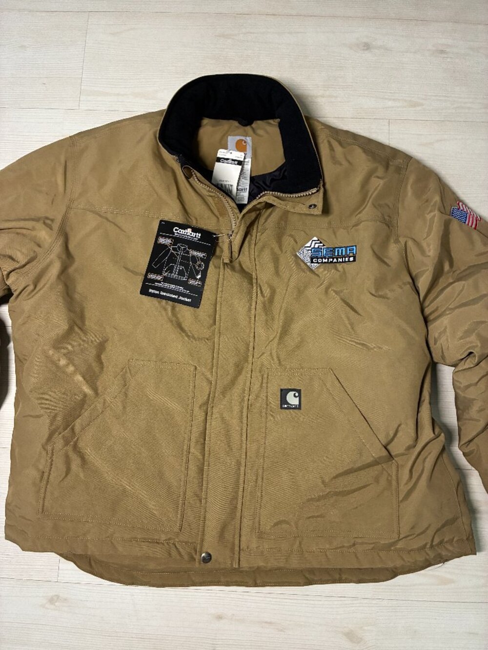 NWT Carhartt J174 DKH XL Regular Nylon Insulated Jacket Tan Workwear Coat S: XL